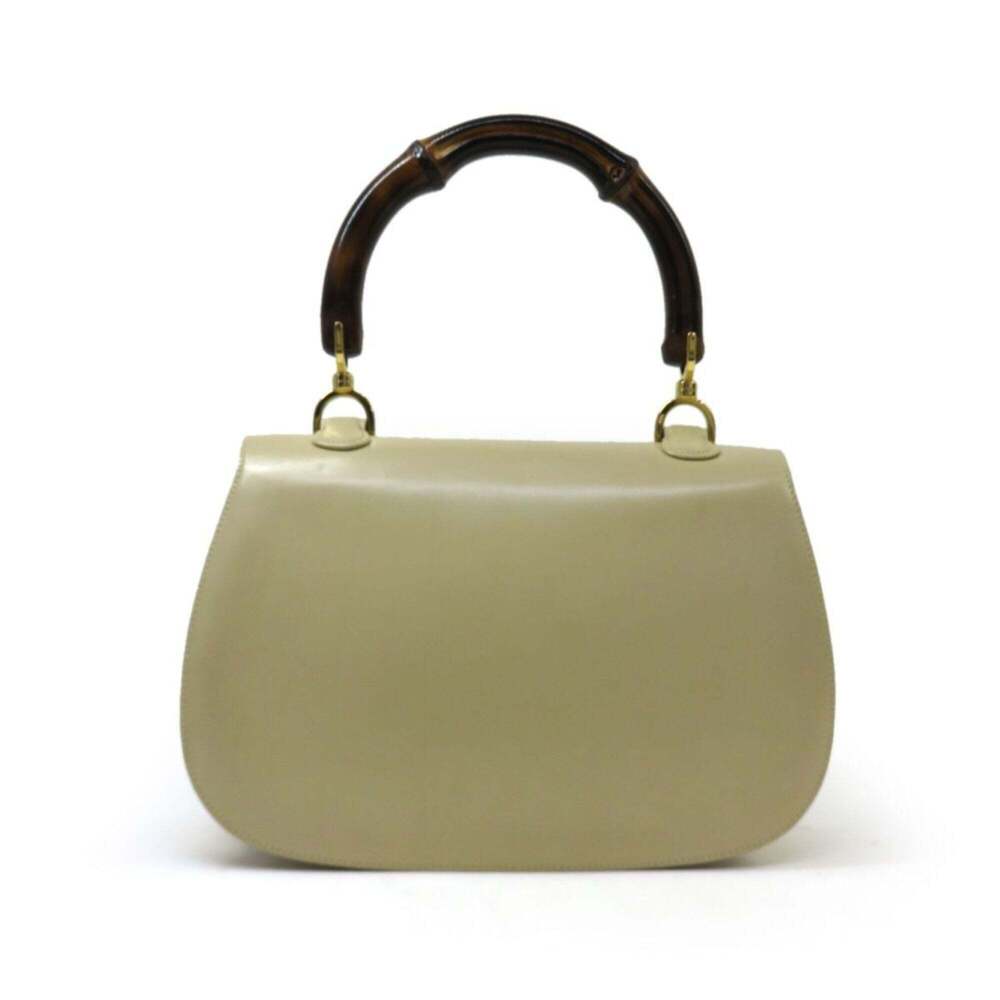GUCCI Cream Leather Bamboo Bag - Picture 2 of 10